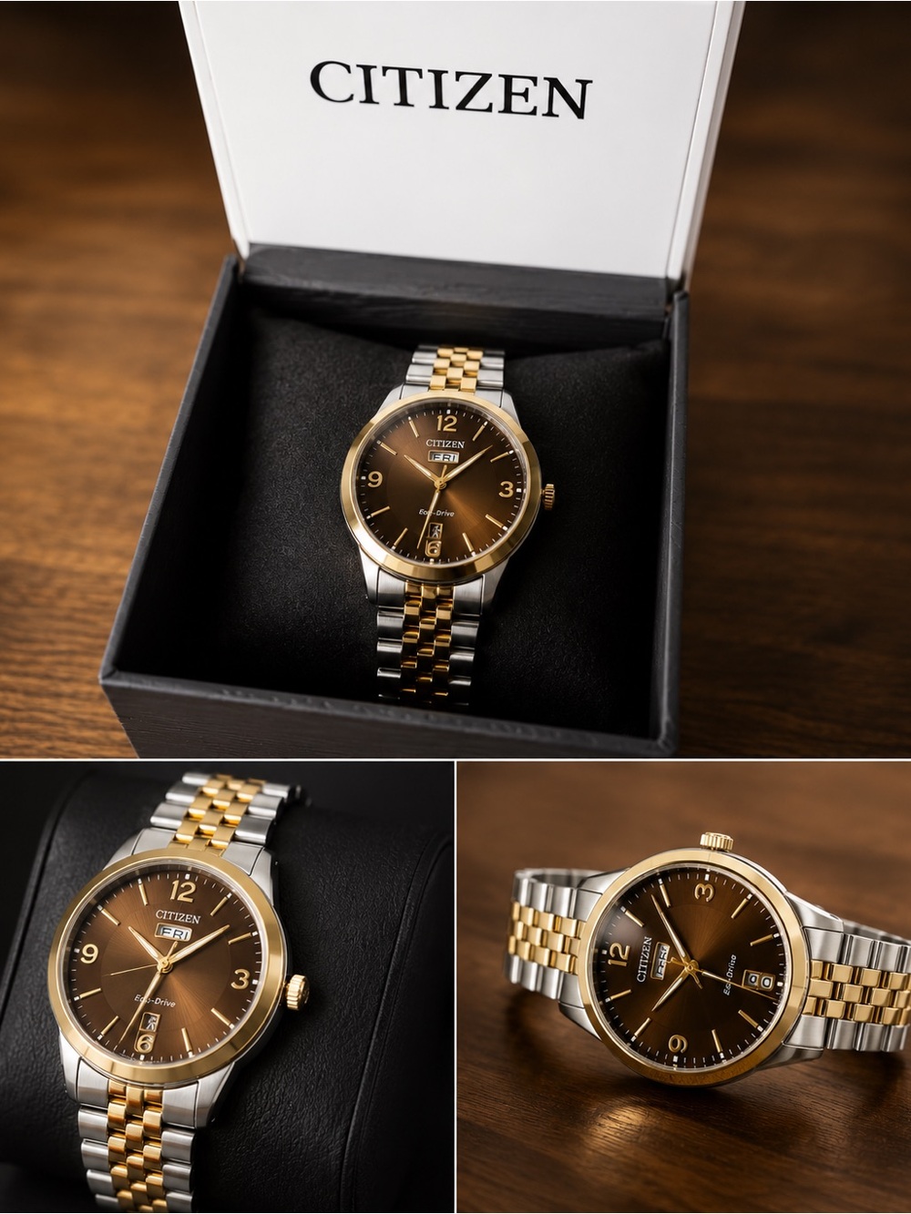 Citizen Two-Tone Gold and Brown Dial Bracelet Watch